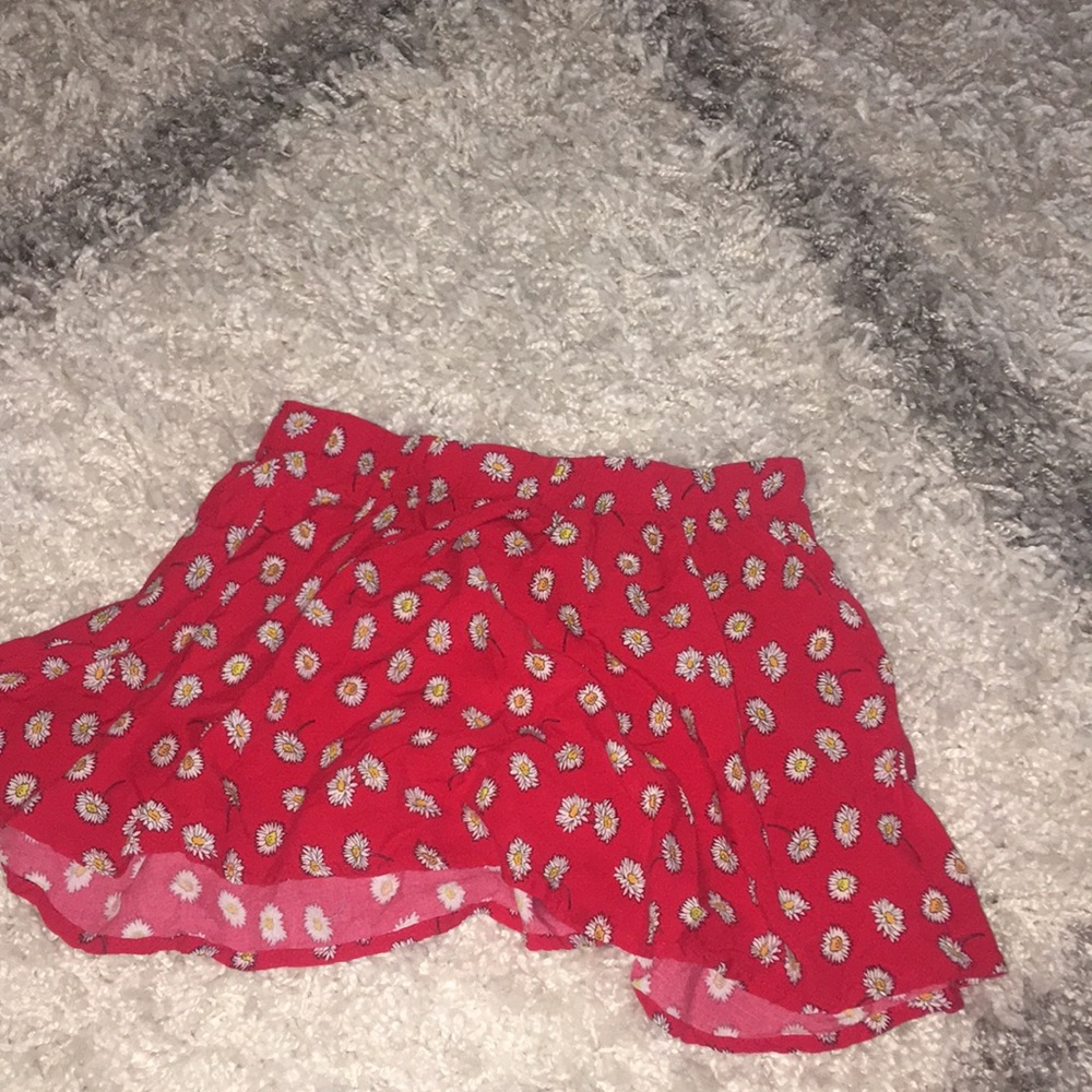 forever 21 flower patterned red skirt